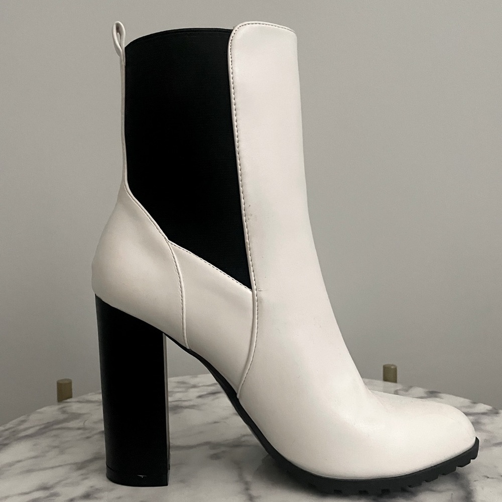 White Faux Leather Booties